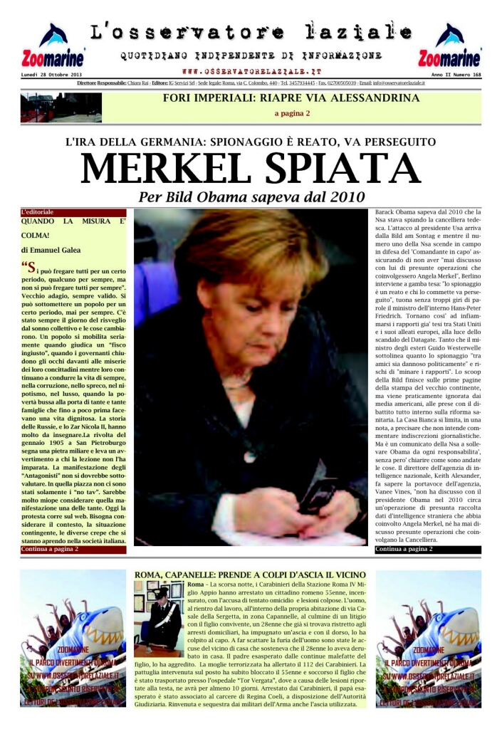 L'osservatore d'Italia edizione del 28 Ottobre 2013